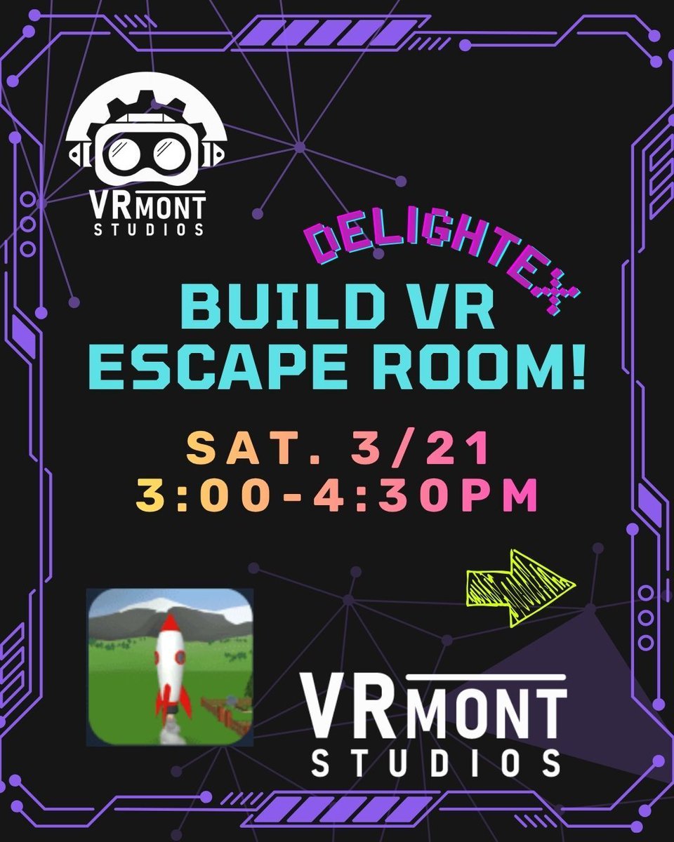 BRICvt's tweet photo. 💡 Two great events TODAY at Vrmont Studios!

🔸🔶 Make a Micro Pet! 🤖
1:00 - 2:30pm

🔹🔷 Delightex: Build VR Escape Room
3:00 - 4:30pm

Ages 10+ 

Link to Sign Up:
https://t.co/ZWSTQvcE8h 

Join us for creative play time and make fun stuff! 💜 

#ruralinnovation #springfieldvt https://t.co/pnppkZF4pF