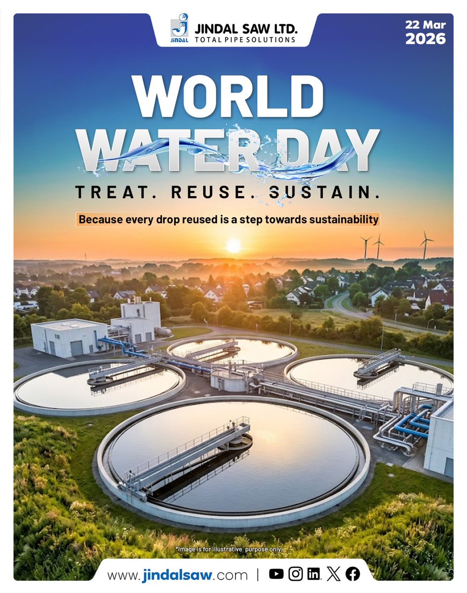 Jindal_SAW's tweet photo. This World Water Day, we emphasize the importance of water treatment and reuse in building a more sustainable future.
 
#WorldWaterDay #JindalSAW https://t.co/FaugPyz8TY