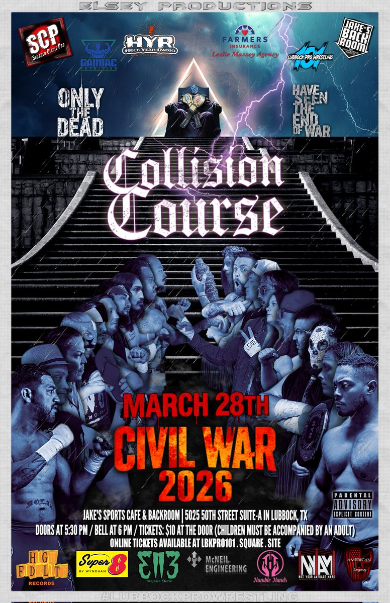 pinchecracker's tweet photo. *SATURDAY, MARCH 28TH*

@scpwrestling "Collision Course" @ Jake's Backroom in Lubbock, TX!

"No Kings" . . . WRONG!

KING GRINGO 👑 has arrived!

Doors 5:30 PM/Bell 6 PM/Tix: $10 @ the door, or online @ https://t.co/2jXabsVgoB

#YouBetterRUN
#TheKingHasSPOKEN
#LubbockProWrestling https://t.co/OPxDmB0X3Z