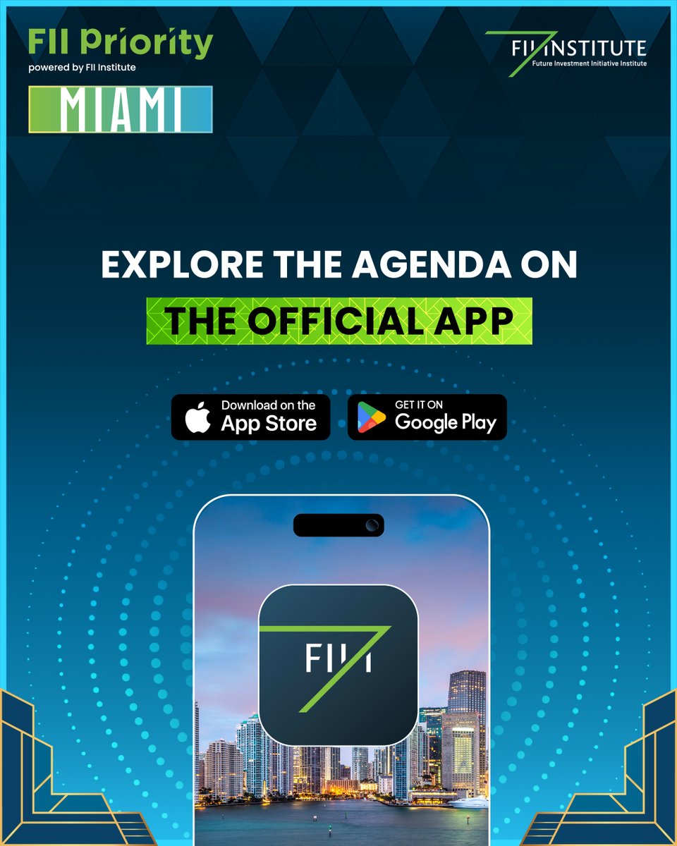 FII_Institute1's tweet image. Have you downloaded the FII Institute #App yet? 
Don't miss out on your ultimate guide to #FIIPRIORITY #Miami! 
📲Get an overview of the sessions, the full agenda, and the most dynamic sessions at the summit. Available on #iOS &amp;amp; #Android (for registered members only)—download