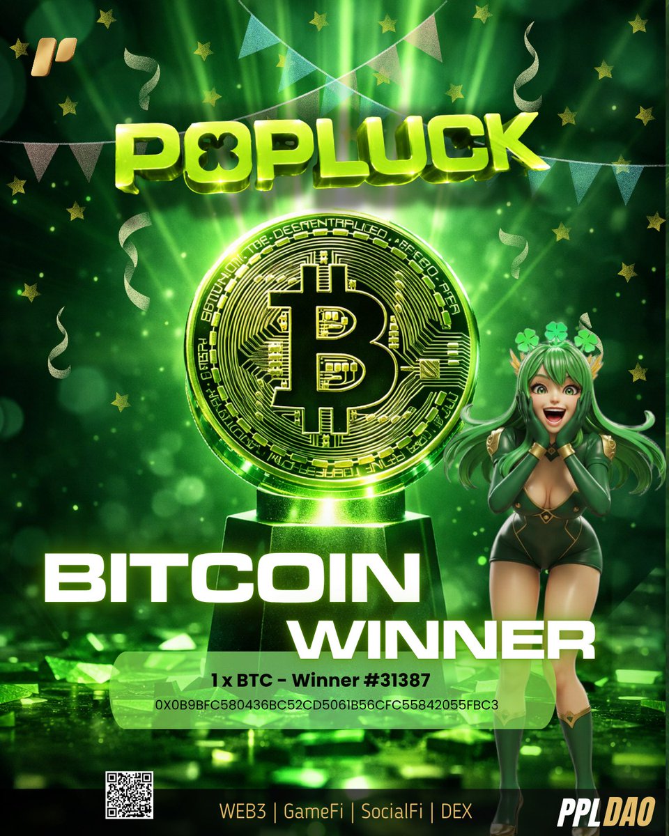 PPL_DAO's tweet photo. 【BTC Pool CLOSED — Winner Crowned! 🔥】

In less than 3 months, the PopLuck BTC pool was completely filled — and today, the draw is DONE.

👑 Winner #31387
💰 1 BTC claimed (~$70,000)

Entered with just $1, walked away with a full BTC.

The moment it hit — 
the whole scene exploded.

Before most people even realized, the BTC was already gone.

Did you miss it?
🔥 The next BTC round is coming
🔥 And it will fill even faster

Brothers and sisters —
👉 Next BTC
👉 Don’t miss it again

Be ready.
Next round — go in. 🚀
https://t.co/K1E2rpi1Js
$1 today — a billion tomorrow!

PPLDAO - The world’s First on-chain entertainment–Driven WEB3-BASED super economy.

🎮GameFi > AirDrop.
🎬NFT character > Trendy collectible figures, art toys, designer toys, Animated Cartoons, Education Comics.
🎰PopLuck > Real Rewards.
💎Hashrate > Staking.
🔄DEX > Exchange.
🤖AI HFQT System > Trading.
💳USDT Card > Payment.

Play. Earn. Own. Spend. All in $PPL
https://t.co/U4hpn08gys
