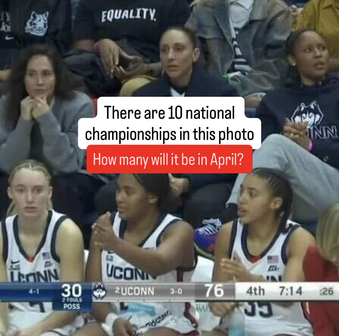 Count ‘em 👏 UConn starts its bid for back-to-back national championships today 😤 

Watch UTSA-UConn at 3 PM ET on ABC and the ESPN App 🍿