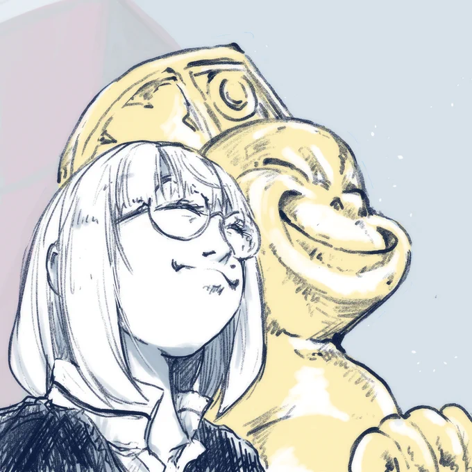 久々にらくがき。ビリケンさんに会ってきたよ!