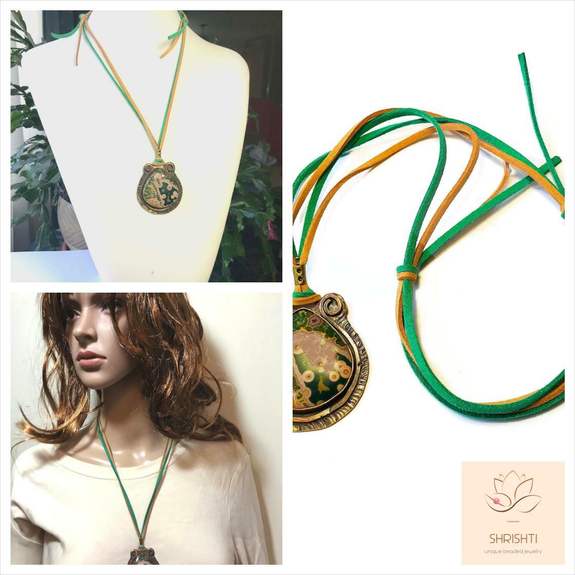 hvaradhan's tweet photo. Boho Ocean Jasper Pendant Necklace, Faux Leather Cord, Copper #AdjustableLength #AvantGardeStyle
$42.00
➤ https://t.co/5WzuILfzCl https://t.co/djFjDodMfY
