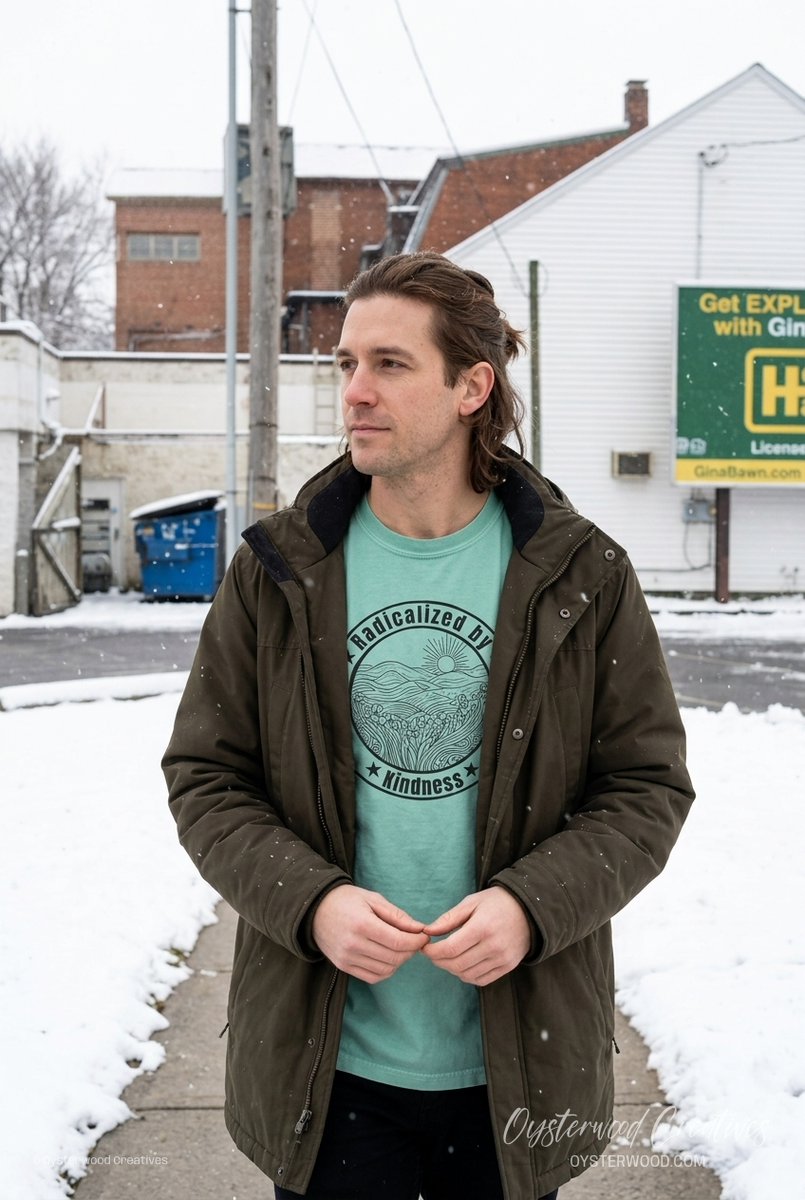 Oysterwood_'s tweet image. Shrewsbury, DE in Soft Snowfall Light, and this message still hits.
Radicalized by Kindness tee, hand-printed back in York, PA.
#HandPrinted #RetroNature #OysterwoodCreatives

Shop here: oysterwood.com/product/radica…