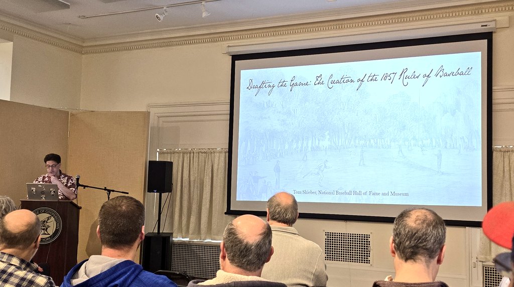 DennisCGarcia's tweet image. It's good to hear from Tom Shieber, Senior Curator @baseballhall about the 1857 Rules of Baseball documents during Hot Stove Weekend in #Cooperstown, New York @sabr @SABRChicago