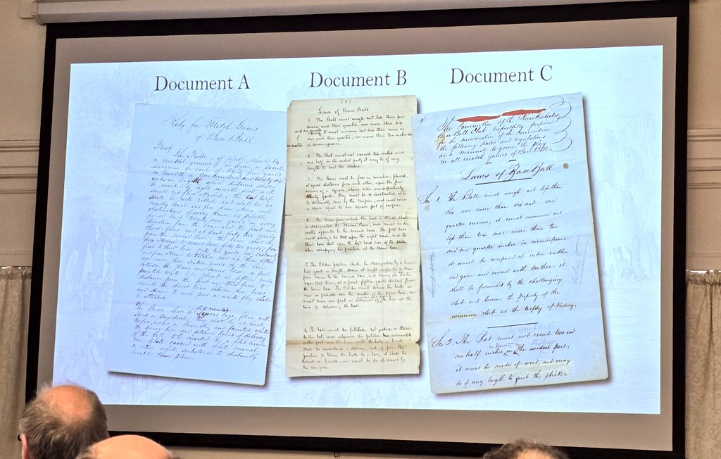 DennisCGarcia's tweet image. It's good to hear from Tom Shieber, Senior Curator @baseballhall about the 1857 Rules of Baseball documents during Hot Stove Weekend in #Cooperstown, New York @sabr @SABRChicago