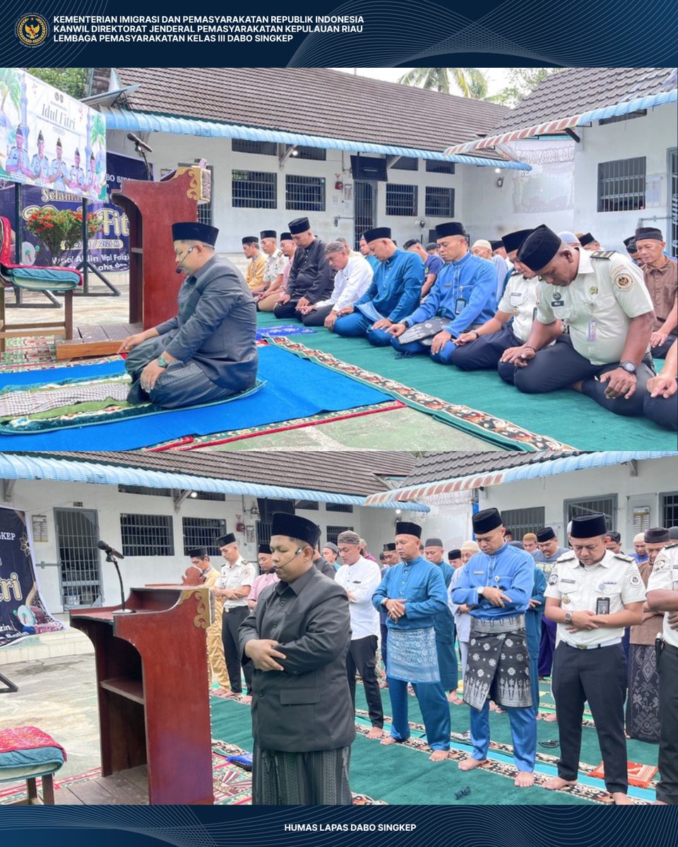 lapasdabo's tweet image. KHIDMAT DAN PENUH KEBERSAMAAN, SHOLAT IDUL FITRI 1447 H DI LAPAS DABO SINGKEP BERLANGSUNG LANCAR

Setahun Bekerja, Bergerak - Berdampak
#kemenimipas
#guardandguide
#infoimipas 
#pemasyarakatan
#ditjenpaskepri
#lapasdabosingkep