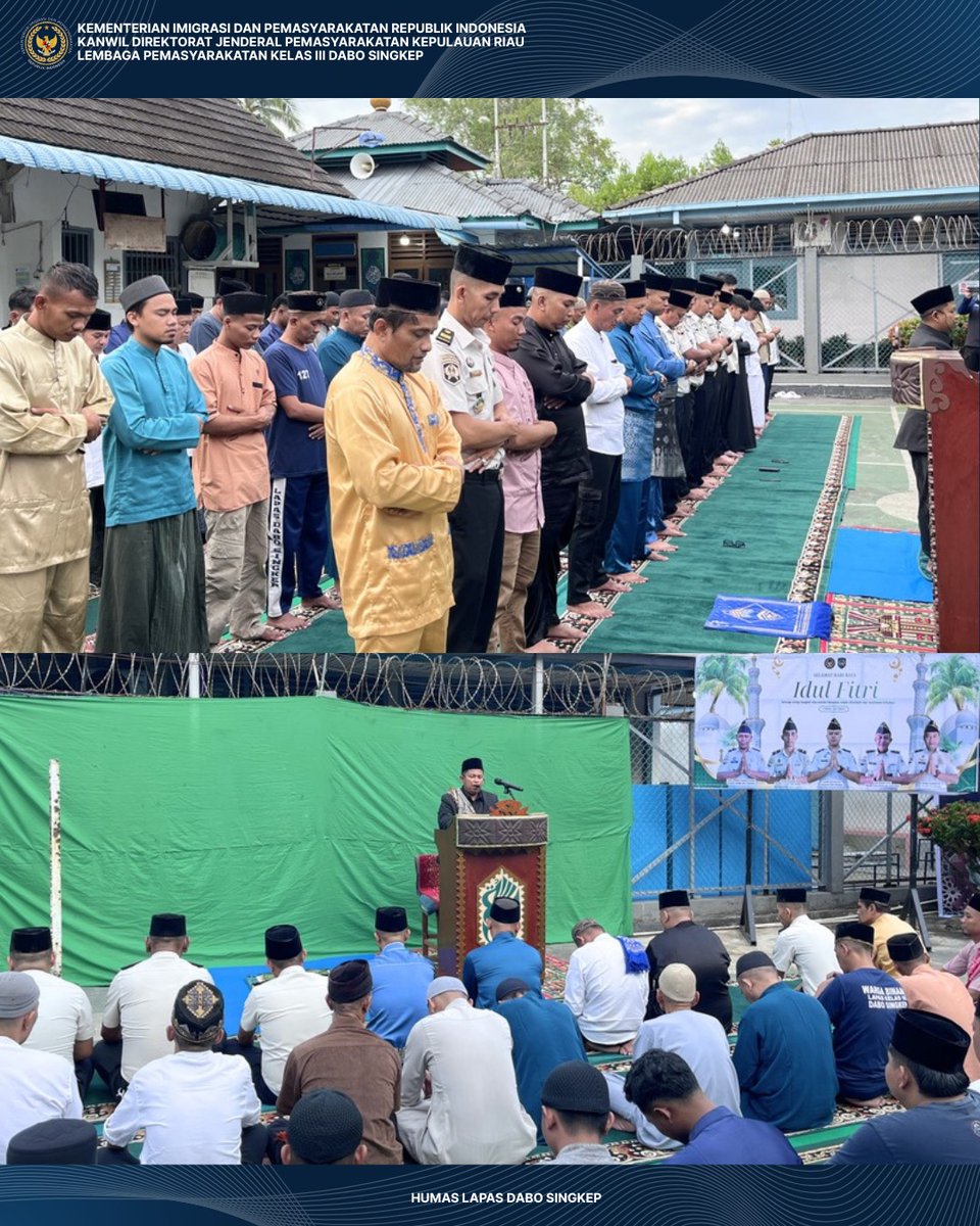 lapasdabo's tweet image. KHIDMAT DAN PENUH KEBERSAMAAN, SHOLAT IDUL FITRI 1447 H DI LAPAS DABO SINGKEP BERLANGSUNG LANCAR

Setahun Bekerja, Bergerak - Berdampak
#kemenimipas
#guardandguide
#infoimipas 
#pemasyarakatan
#ditjenpaskepri
#lapasdabosingkep