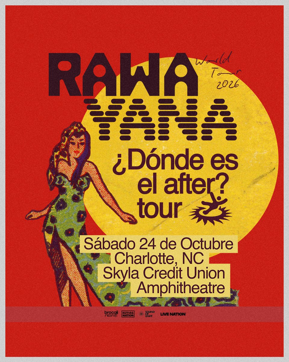 Rawayana <a href="/FillmoreNC/">The Fillmore Charlotte + Underground</a> #Charlotte Sat. 10/24 has moved to <a href="/SkylaCUAmp/">Skyla Credit Union Amphitheatre</a>. All prev. purch tix honored @ new venue, w. fans gaining access to GA Pit or seated general admission on a first come, first served basis. More info emailed to tix holders directly. 🎟️ livemu.sc/3PpE5Vl