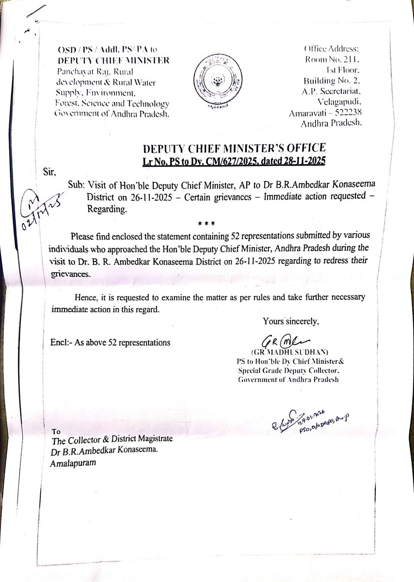 MeherBilla's tweet photo. Deeply disappointed with response from Dy. CM Office @APDeputyCMO @PawanKalyan @mvrkteja Complaint covered 6villages in Razole, but action taken only for 1. This selective approach contradicts the principle of equal law. Kindly re-examine and ensure fair action for all 6villages https://t.co/qSkVELI8fp