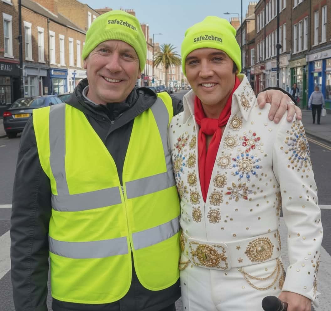 RedZebra0's tweet photo. Just bumped into my best mate Elvis, who is supporting road safety, with SafeZebra😁 https://t.co/1HevzvWSff