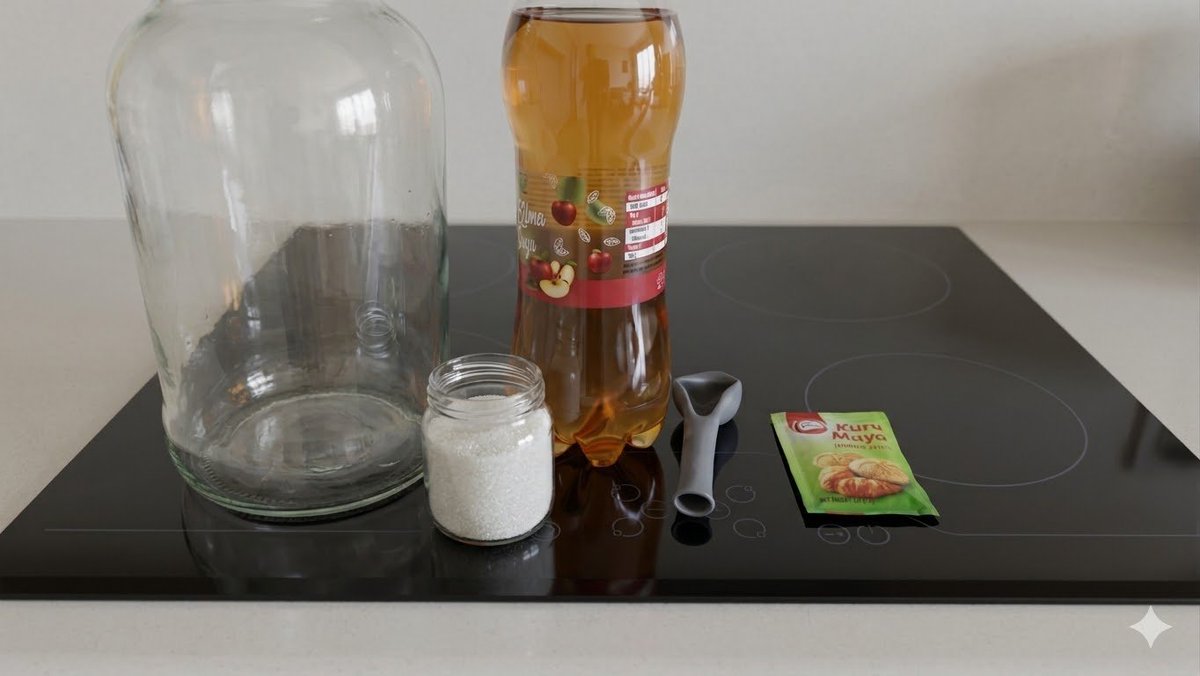 ErKaNSvM's tweet image. Evde elma şarabı /cider yapımı 
1 litre %100 katkısız elma suyu (koruyucu içermesin)
1 gram (yaklaşık çeyrek çay kaşığı)  ekmek mayası
2 tatlı kaşığı şeker (isteğe bağlı – alkol oranını artırır)