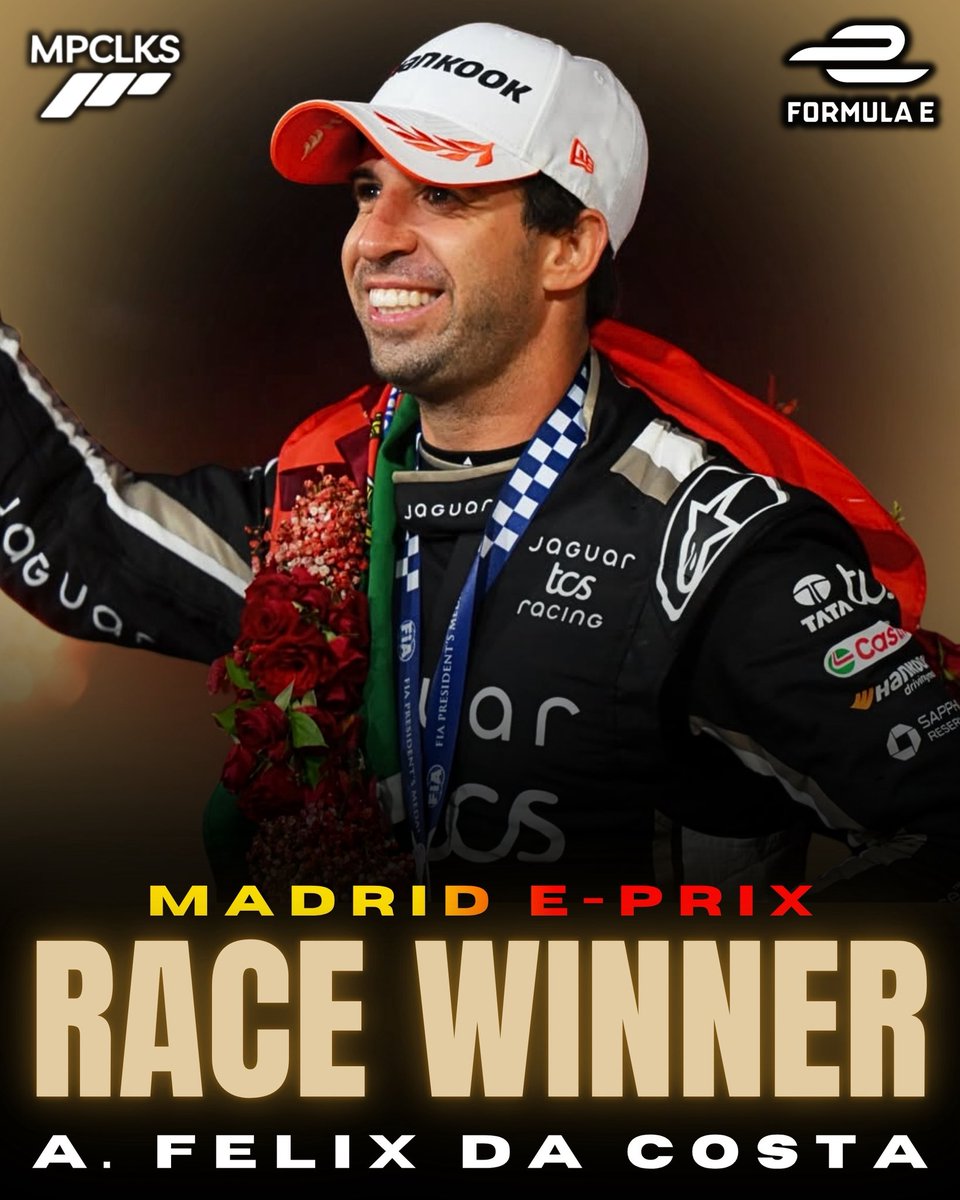 MotorspoClicks's tweet photo. ANTONIO FELIX DA COSTA WINS FOR THE SECOND TIME IN A ROW IN FORMULA-E🔥🇵🇹

#Formulae #DaCosta #Jaguar https://t.co/ERR0tURBks