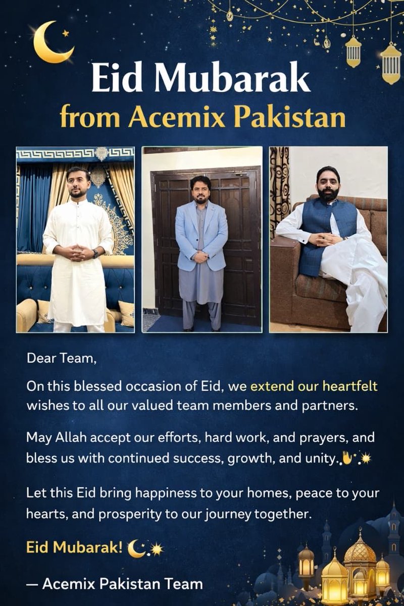 ACEMIX_OFFICIAL's tweet image. ✨Eid Mubarak from ACEMIX Pakistan!✨
On this blessed occasion, we celebrate unity, gratitude, and shared success with our incredible team and partners. May this Eid bring joy to your homes, peace to your hearts, and prosperity to our journey together. 💫
#ACEMIX #EidMubarak