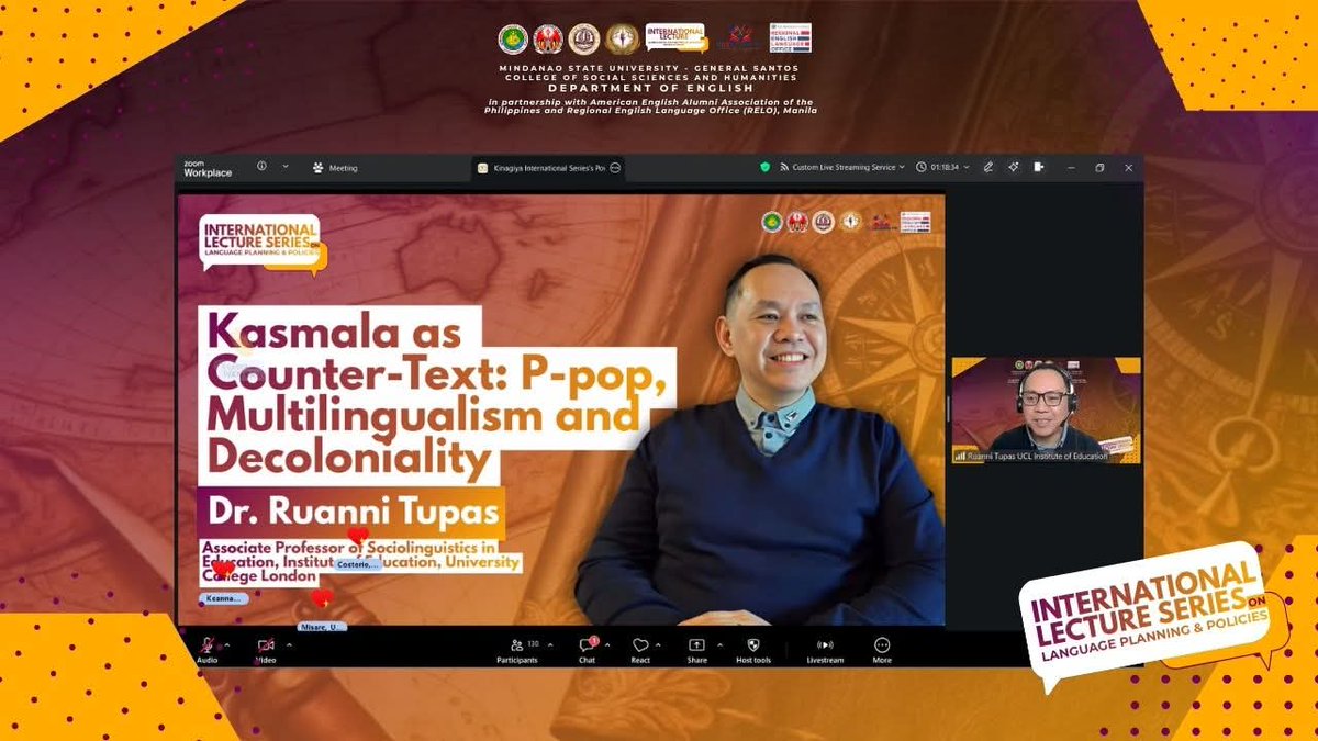 TupasRuanni's tweet photo. Did a talk on multilingualism today to more than a hundred participants. I was surprised to hear from Dr Arman Ralph Isla, Vice Chancellor for Student Affairs of MSU GenSan, that he's a magiliw and his favorite @Official_ALAMAT song is #Dayang.
#InequalitiesOfMultilingualism https://t.co/t65q6R5maT