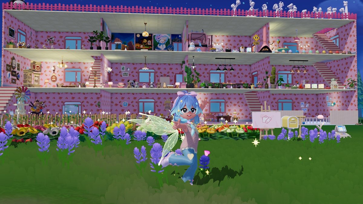 During my regular nighttime foraging around town last night, i came across this adorable life size doll house 😍🥰🥰🥰#Heartopia #heartopiaCommunity