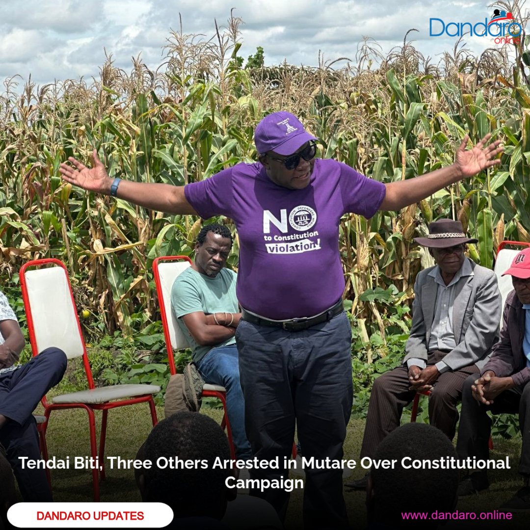 DandaroOnline's tweet image. #dandaroupdates Former finance minister Tendai Biti, journalist Fanuel Chinowaita, lawyer Nyasha Gerald and Morgan Ncube have been arrested in Mutare.

Biti was leading a team from the Constitutional Defenders Forum, which is mobilising support against planned constitutional