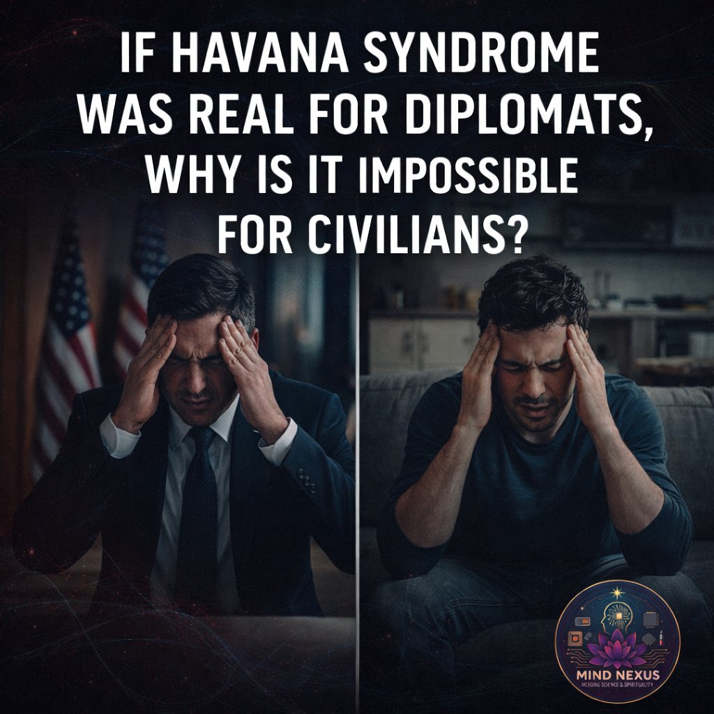 MindNexusLive's tweet photo. If Havana Syndrome was acknowledged as real when it happened to diplomats, why is the conversation so different when civilians report similar experiences?

That double standard should bother anyone who cares about truth.

When it’s a government employee overseas, it’s treated as a serious national security issue.

When it’s an everyday person at home, they’re often dismissed, mocked, or told it’s “impossible.”

Here’s the lesson...

The label changes, but the question stays the same, what is causing these experiences, and why is the burden of proof so uneven depending on who you are?

Real investigation doesn’t start with a conclusion.
It starts with documentation, patterns, timelines, and measurable data, especially when multiple people report similar experiences.

So ask yourself...

If it can happen there, why not here?

If it’s real for them, why is it “crazy” for civilians?

And who benefits from shutting the conversation down before evidence is even reviewed?

If you want to stay connected and keep getting updates as we document patterns and ask the questions others won’t, join the email list: https://t.co/LBfQebMMQP

#MindNexus #HavanaSyndrome #QuestionEverything #Discernment #TruthSeeking #Awareness