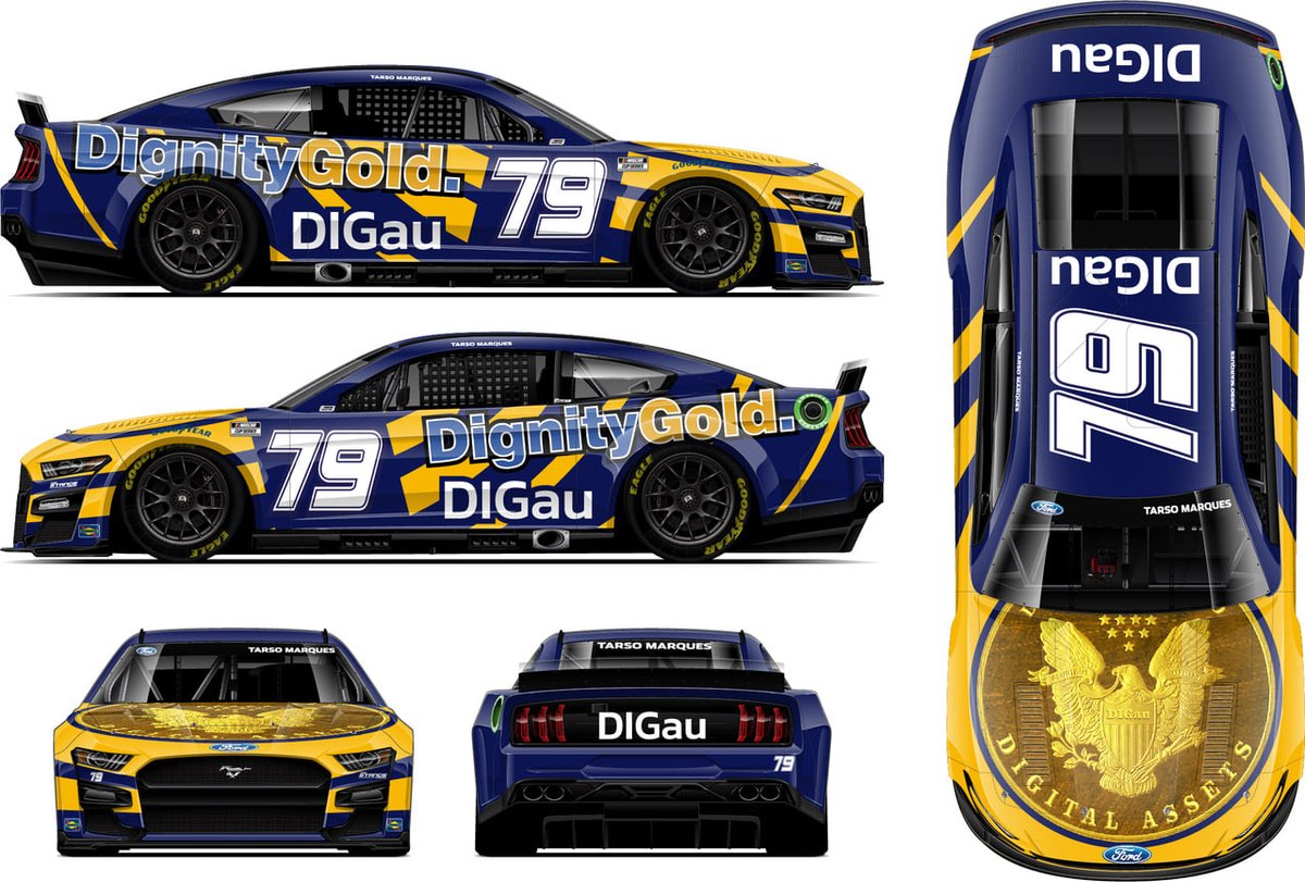 Fluggswashere's tweet photo. Here's the all famous Tarso Marques, Team Stange, & Dignity Gold car from 2022. They instead would race in the NASCAR Brasil series, and have fielded legends cars for Laci Ferno.
#NASCAR #lostschemes #unusedschemes #TarsoMarques https://t.co/rz4BGtpvb5