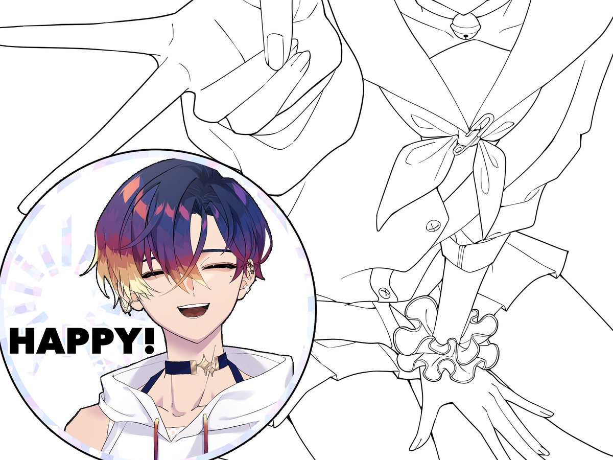 見て見て！こちらは良い感じの線画❣️

〜上手くいって幸せな夏ノ宵くんを添えて〜