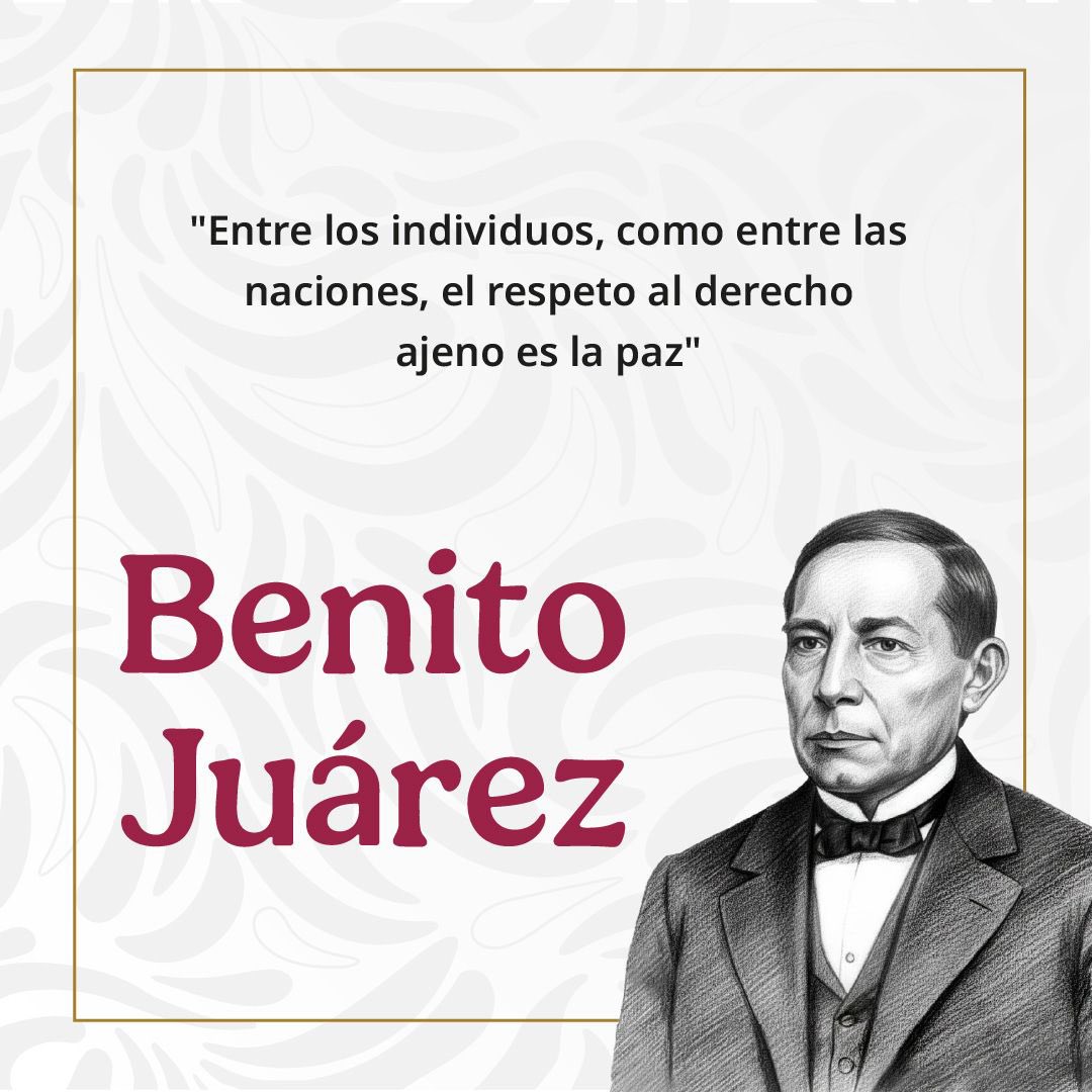 Hoy conmemoramos el natalicio de Benito Juárez, símbolo de la defensa de la libertad 🕊️ y la independencia de México 🇲🇽. Con su liderazgo permitió la consolidación del Estado nacional a través de las Leyes de Reforma, legado que sigue inspirando la vida pública del país.
