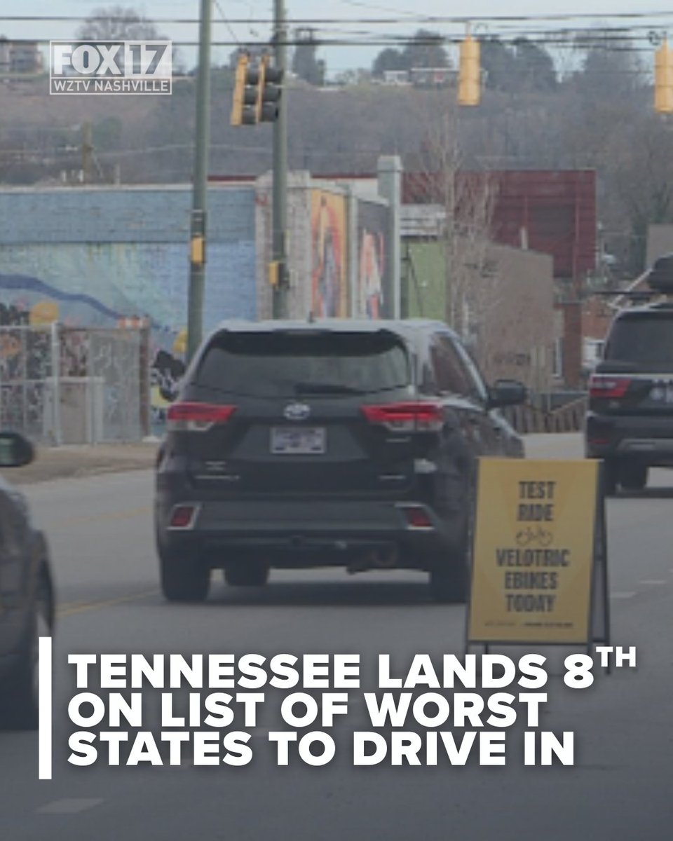 FOXNashville's tweet image. A new report from Consumer Affairs reveals that the state of Tennessee now ranks 8th among the worst driving states in the U.S. bit.ly/4dpsCyY