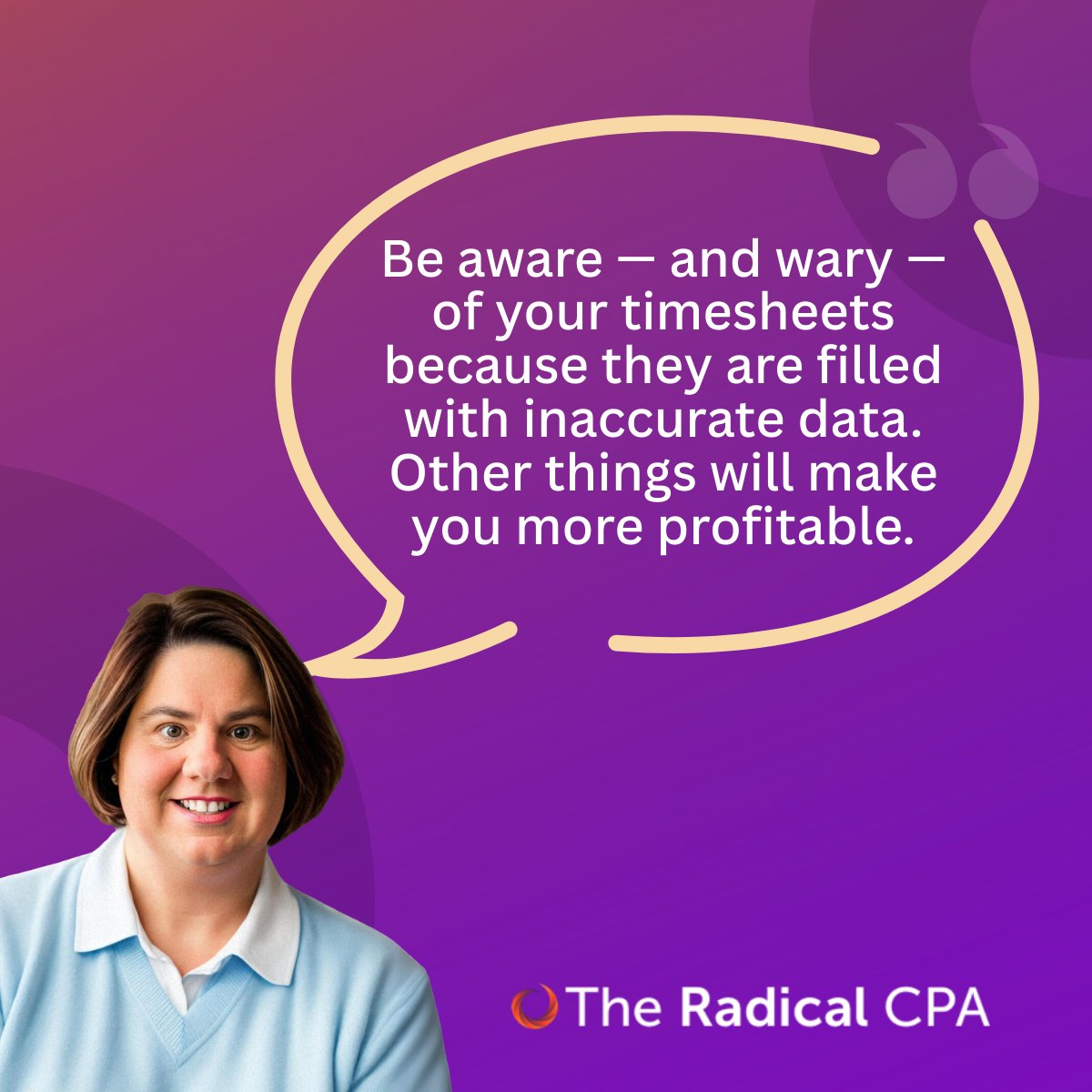 JodyPadarCPA's tweet image. As a knowledge worker, should you be selling your time?

My firm: $650k with 2.5 FTEs. Most firms needed 4-5 people for the same work. That only worked because we stopped billing hours.

Get #RadicalPricing bit.ly/4cDQQoT &amp;amp; ditch timesheets for good. 

#CPA #accounting