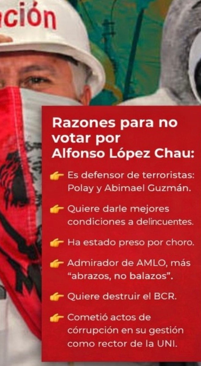 nitobravocool's tweet photo. @aderly @jorgesomontes61 HAY QUE SER ZDM TRAIDOR Y ARRASTRADO PARA PROPONER EL SUICIDIO DEL PERÚ...
#LOPEZ_CHAU CANDIDATO DEL NARCO ESTADO MEXICANO... ALIADO DEL TERRORISMO INTERNACIONAL..
#izquierdaMiserableYTerrorista
@POTUS @DeputySecState @USEMBASSYPERU @USAmbPeru https://t.co/fQ1HbAqpif