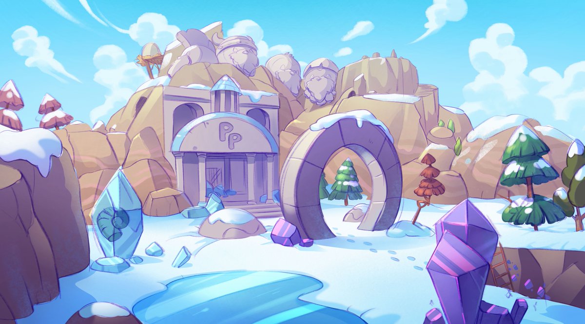 Four giant penguin faces carved into the cliffs, honouring the founders of The Berg.

Coral Cove is filled with arched hallways, undiscovered fossils, and a library older than anyone can date.

Who's climbed Mount Pengmore?