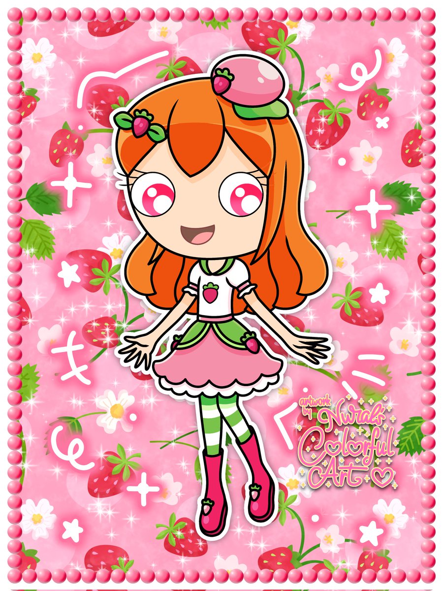 Here's a drawing of Alicia Glitten in a strawberry-themed dress.

This drawing is a part of OC × Fruit collab which I hosted on Instagram.

#character #oc #originalcharacter #art #fanart #digitalart #ibisPaintX #NuralsColorfulArt