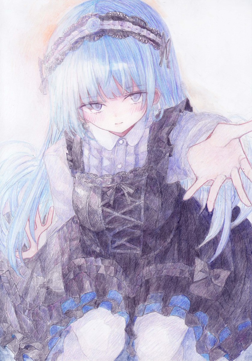 「差し伸べる #オリジナル #アナログ #色鉛筆 #透明水彩」|くろいうさぎのイラスト