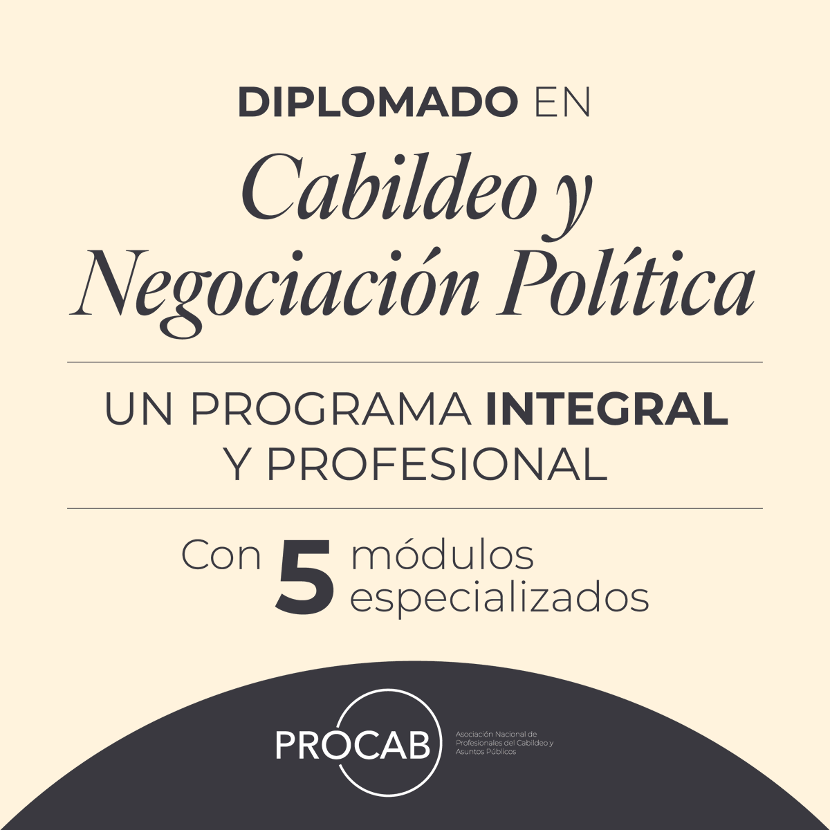 ProcabMexico's tweet image. No solo es teoría, es práctica pura.🗣️ Domina desde la técnica legislativa hasta la planeación de campañas de comunicación en 5 módulos de alto nivel.

✅Sábados de aprendizaje intensivo para transformar tu carrera.

¡Inscríbete! 📧informesdec@ibero.mx

#PROCAB