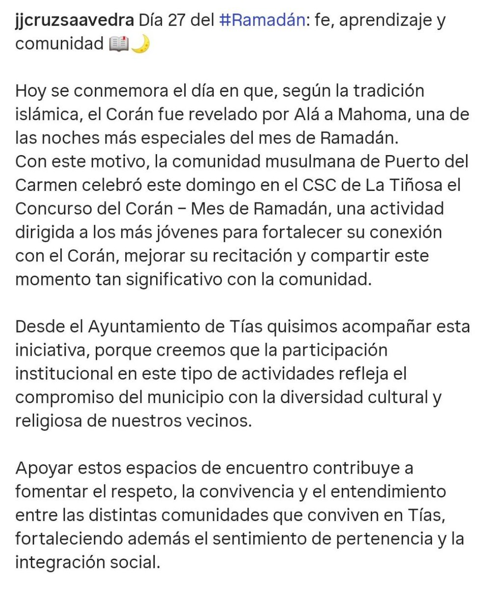 365nubes's tweet photo. @Eliasla83 @n3thound @lasuperchoco2 Estamos hablando de cosas diferentes, los que  aún siguen poniendo crucifijo son los colegios católicos, los laicos privados y los públicos, como es obvio no los ponen.
Ahora bien, lo que dices del Ramadán es cierto. Esto ocurrió en el municipio de Tías en Lanzarote. Que rule https://t.co/nguQdTT7Mt