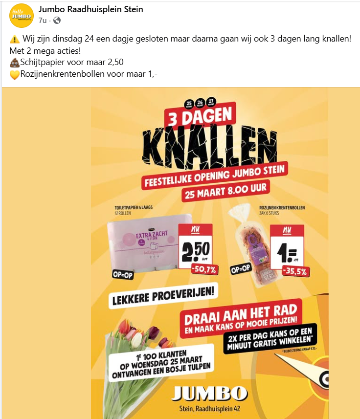 De boodschap is in ieder geval duidelijk 💩
<a href="/JumboSupermarkt/">Jumbo Supermarkten</a> <a href="/JumboStein/">Jumbo Stein</a>