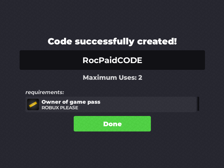 Paid Code Drop for Roc for UGC