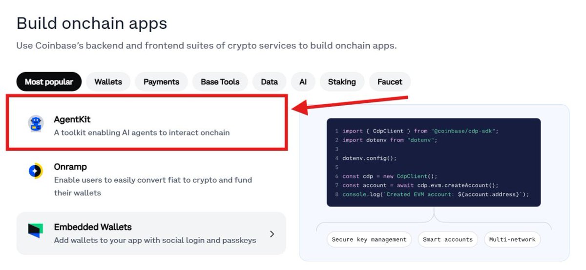 AgentKitAI's tweet photo. Did you know
AgentKit is the most popular app on Coinbase?
What’s stopping you from building your own AI agent with it?

Create now : https://t.co/xQUr8ccGLo

0x5dcddfbf0795b8221c7ce857e8d919ad29f1dba3 https://t.co/UChvuIfJYD