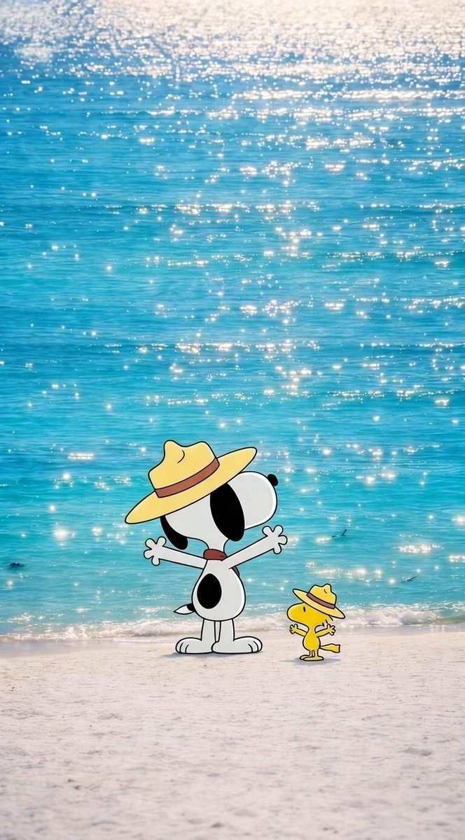 SnoopyWallpaper's tweet photo. Snoopy &amp; Woodstock Happy Beach 🌊 https://t.co/bRWDX3o44Y