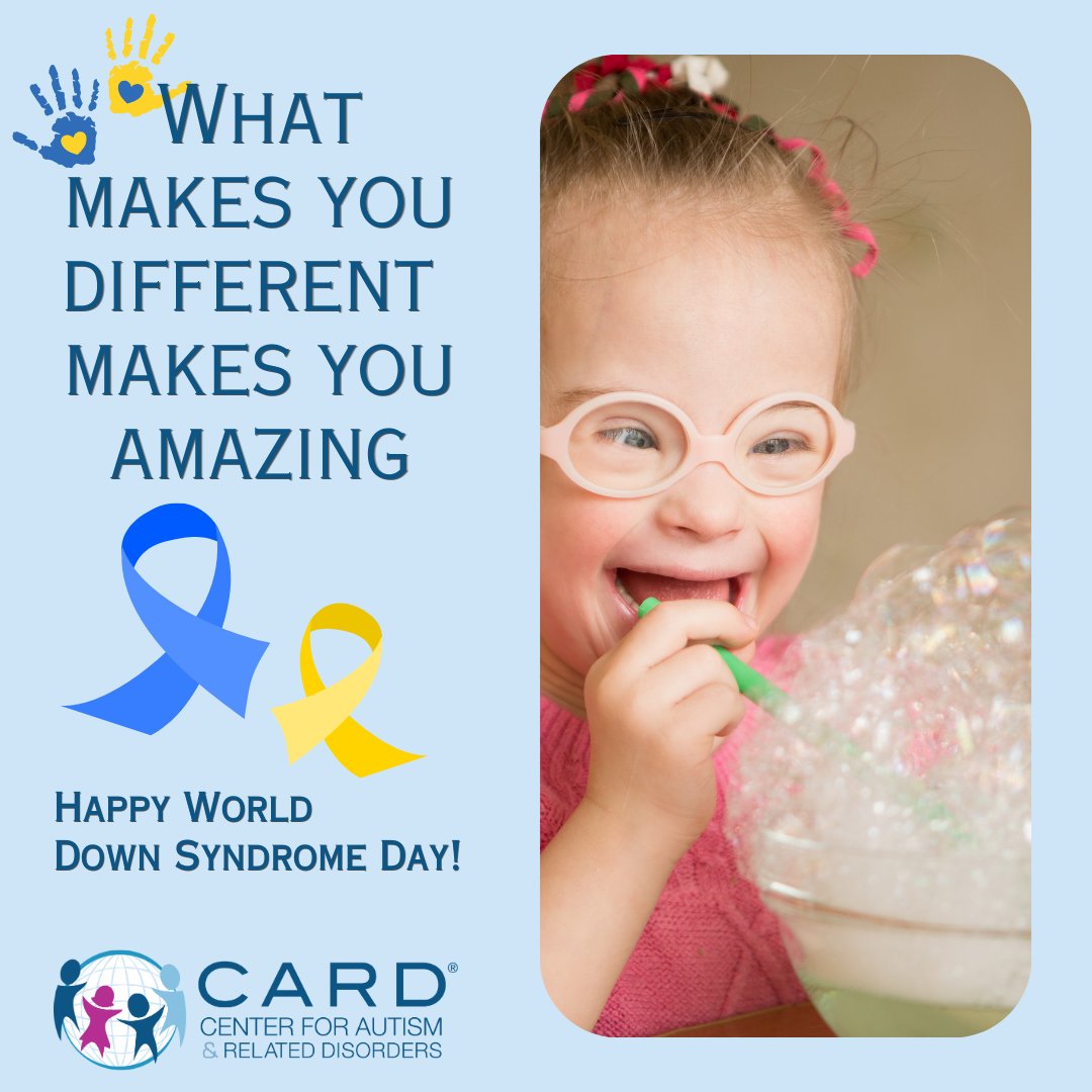 centerforautism's tweet image. On World Down Syndrome Day, CARD proudly celebrates a day dedicated to uplifting awareness, fostering inclusion, amplifying advocacy, and supporting the wellbeing of individuals with Down syndrome.

#WorldDownSyndromeDay #Inclusivity #Advocate #Proud #Diversity