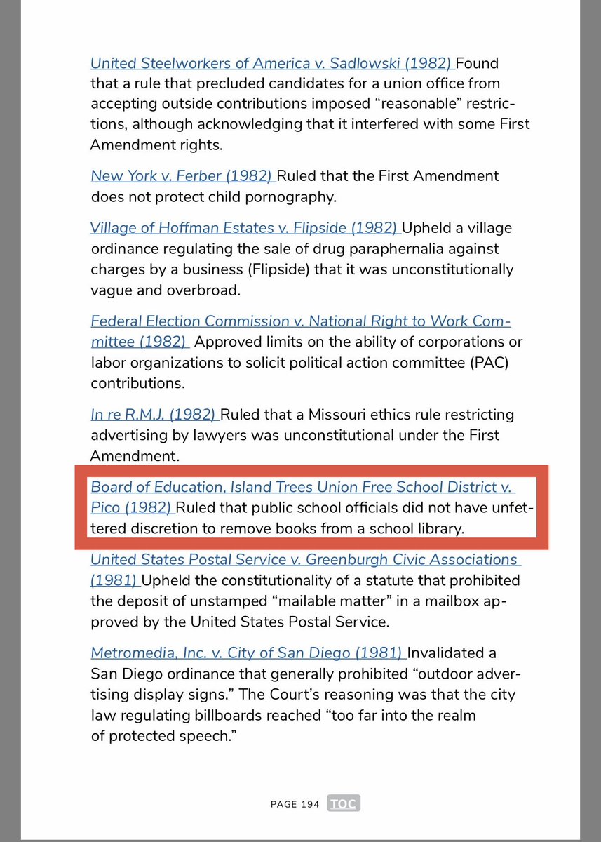 OccupyLibraries's tweet image. The ALA lies about the Miller case are then replicated by others, such as the Free Speech Center at Middle Tennessee State University @FreeSpeechMTSU. It touts in a red banner a “Free First Amendment e-book for educators.” But look 👀 at the Pico case and it’s the same ALA lies.