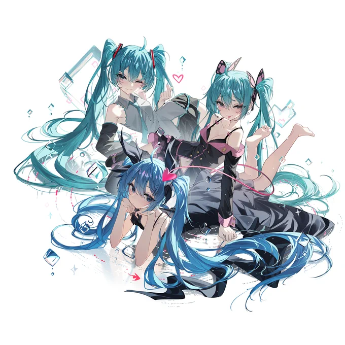 #女の子 MIKU 仨 - 千夜QYS3的插画 - pixiv