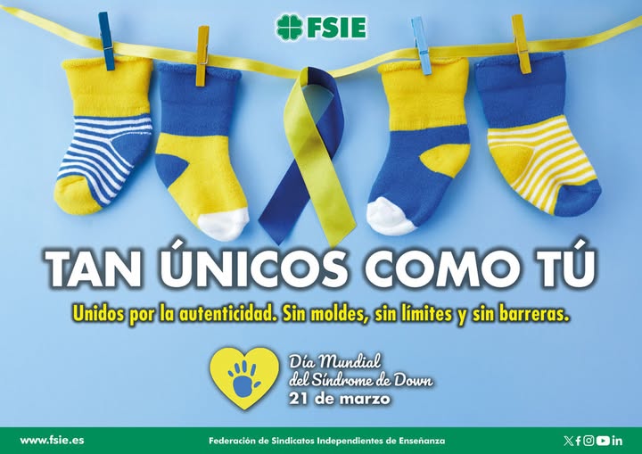 FSIExtremadura's tweet photo. FSIE CON EL DÍA MUNDIAL DEL SÍNDROME DE DOWN
"Tan únicos como tú. Unidos por la autenticidad. Sin moldes, sin límites y sin barreras"
https://t.co/j3boTh6Ozl
#DíaMundialSindromeDown #FSIE #Comprometidos #Inclusión #Autenticidad #TanÚnicosComoTú https://t.co/lYOcyYldAB