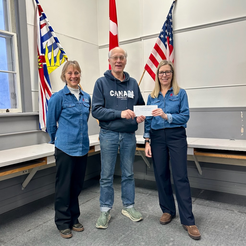 VSSRotary's tweet photo. Okanagan Learning Foundation Board members Tracey Barrie and Naomi Erickson are presented with a cheque for $2,000 by Jim Kanester this week. Since 2016 the OLF has organized and managed programs for students and educators at all School District #22 Secondary Schools. @OKLearns https://t.co/6cnw9Cj0dL