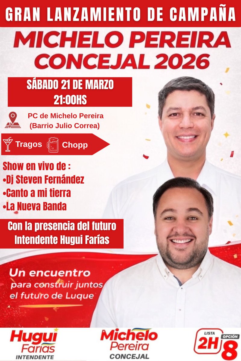 Gran lanzamiento de <a href="/michelopereira/">Michelo Pereira</a> concejal de Luque.