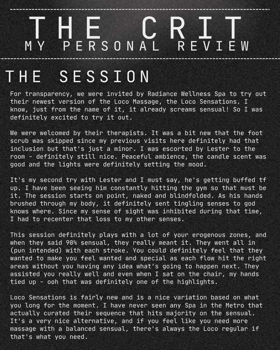 The Crit - Massage Review tweet media