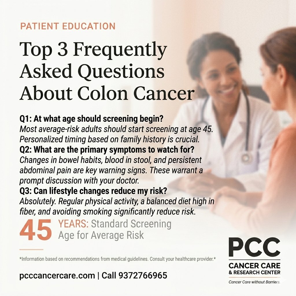 pushpakchirmade's tweet photo. Top 3 Colon Cancer FAQs: Screen from age 45, watch for bowel changes, and stay active to lower risk. Expert care at PCC.
https://t.co/UdOLsqPvk7 | 9372766965 https://t.co/ah0KJBxOY4