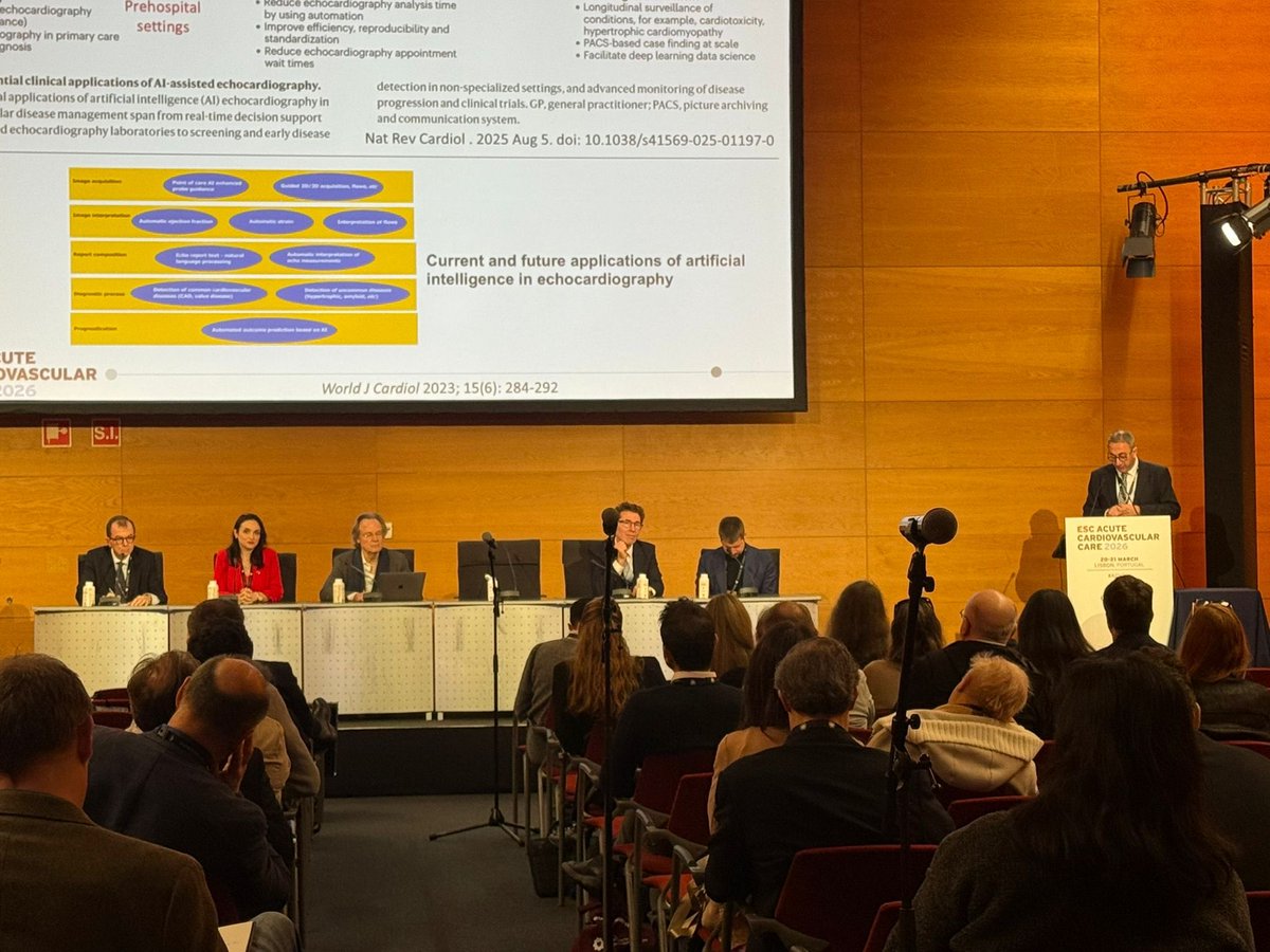 OtiliaTica1's tweet photo. #ACVC26 #AI in #ACVC: current and future perspectives. Intersecting rapid evolving domains: #ACVC& #AI. Evolving paradigms, predicting analytics, advanced imaging, the broader strategic vision for AI in ACVC.@ACVCPresident @escardio @Allan_Bohm @rafavidalperez @HighSTEACS https://t.co/DxsPbKrEZu
