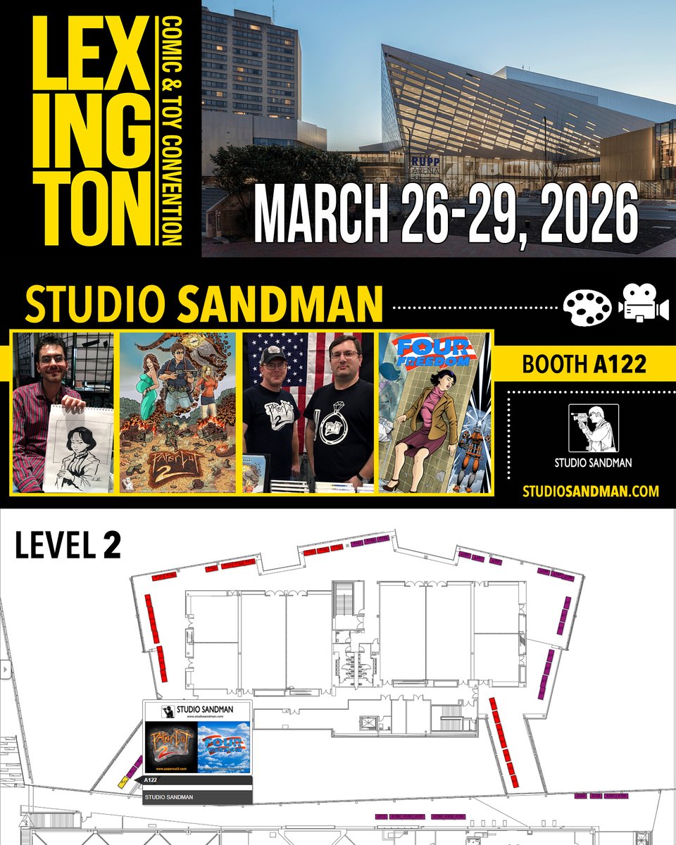 studiosandman's tweet photo. Hey Everyone, Great News!

The @lex_con event is 5 DAYS away, and I'll be appearing at the show next week alongside several guest artists!  

Both @SayersArt and @MaCaaaaw will be special guests at my STUDIO SANDMAN booth this year!  

THIS YEAR... I'm happy to announce the premiere of my FIRST Christian Comic Book Series... Growing Families Presents: God's Story!  This Christian comic book series is 1 of 2 books I'm making for Asbury Theological Seminary of Wilmore, KY!  

God's Story is a 16 Page Book, briefly summarizing the OLD and NEW Testaments for a younger audience.  The comic also comes with reader and family activities when you complete reading the book!