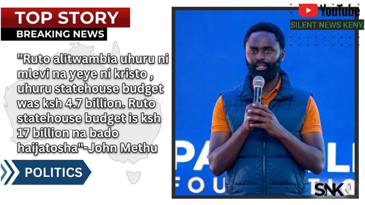nomadsvirtual's tweet photo. 🇰🇪 Nyandarua Senator John Methu is not holding back, calling out the massive gap between campaign promises and the current reality.
"Ruto told us Uhuru was a drunkard and he was Christ..." Methu’s words are echoing across the nation as he highlights a staggering budget comparison that has everyone talking:
• Uhuru’s State House Budget: Ksh 4.7 Billion 📉
• Ruto’s State House Budget: Ksh 17 Billion... and counting! 📈
Is the "Hustler" government spending more than the "Dynasty" ever did? Methu claims even with 17 billion, it’s still "not enough." The irony is deafening! 😱
What do you think? Is this the leadership we were promised, or are the numbers telling a different story? 🗣️👇
WATCH MORE ON YOUTUBE AT SILENT NEWS KENYA for the full, unfiltered breakdown of this developing story! 🎥🔥