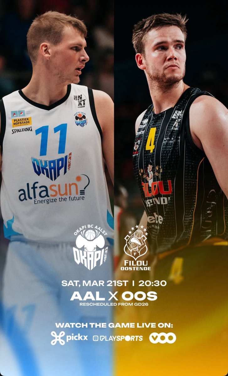 #BNXT
<a href="/bc_oostende/">Basketbalclub Oostende</a> - <a href="/bbcokapiaalstar/">Okapi Aalst</a> in een uitverkocht Forum!

Maddox blijft absurd (3P 50%) en Van Den Eynde schittert als beste Belg van het seizoen. BCO heeft Yaacov en… veel meer diepte.

20u15 live op <a href="/playsports/">Play Sports</a> en <a href="/PickxSports/">Pickx Sports</a>, ook op het gratis kanaal Proximus Showcase
